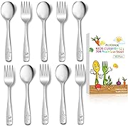 Photo 1 of 10-Piece Toddler Flatware, Kids Utensils Stainless Steel Cutlery Set, Children Safe Spoons and Forks with Ergonomic Handle, Easy to use and Dishwasher Safe (Crocodile and Bear)
