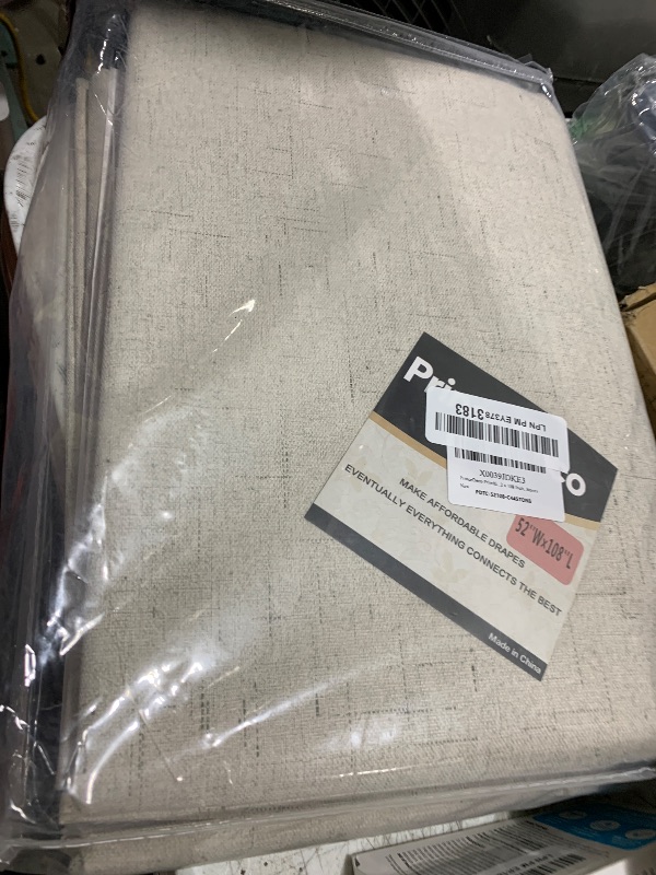 Photo 1 of PrinceDeco 100% Blackout Curtains 108 Inches Long 2 Panels Set Black Out Linen Curtains for Bedroom Living Room Thermal Insulated with White Liner Extra Long Curtains for Windows(52x108 inch,Stone)