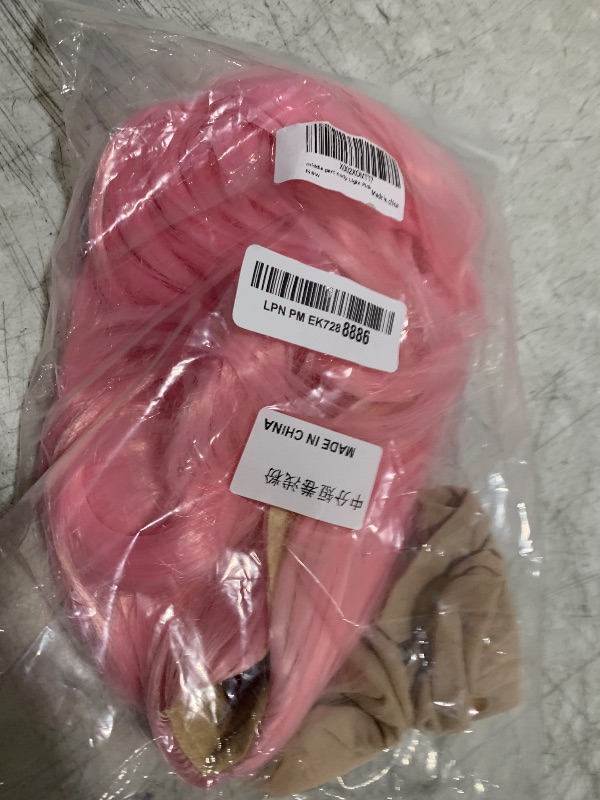 Photo 1 of eNilecor Pink Wig,Light Pink Wigs for Women?14 Inch Colored Middle Part Bob Wig Short Curly Wavy Synthetic Natural Heat Resistant Cosplay Costume Party Wigs (Light Pink)