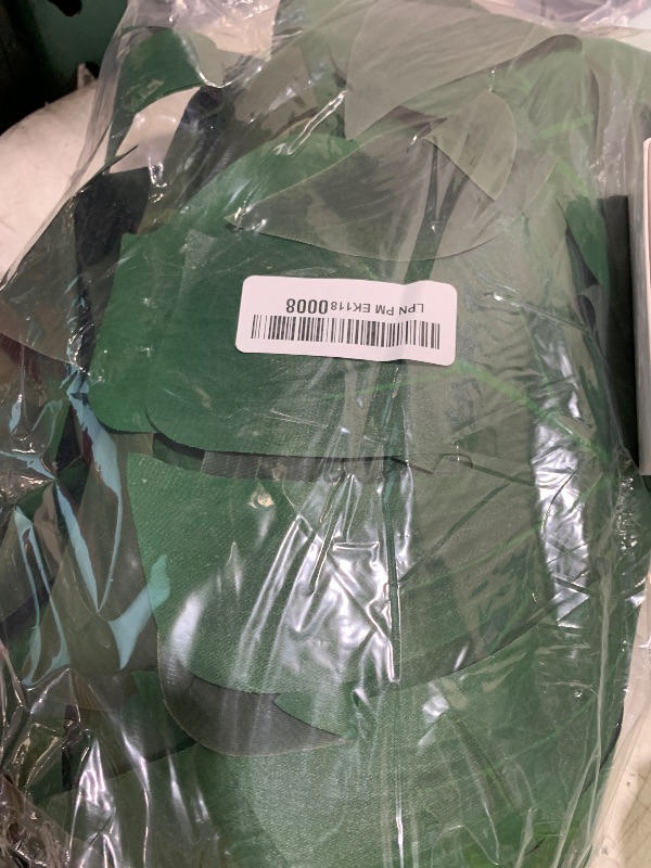 Photo 1 of AerWo 6Pcs Artificial Palm Leaves Green Table Runner, Summer Tropical Leaf Table Runners 72 inches Long for Wedding Moana Jungle Safari Tropical Hawaiian Luau Party Decorations