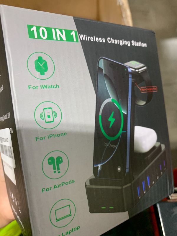 Photo 1 of 300W Charging Station for Multiple Devices Apple,10 in 1 Wireless Charger for iPhone,GaN III USB C 65W PD Fast Charging Stand Dock for MacBook,iWatch&Airpods (Wireless Charging Only for Apple)
