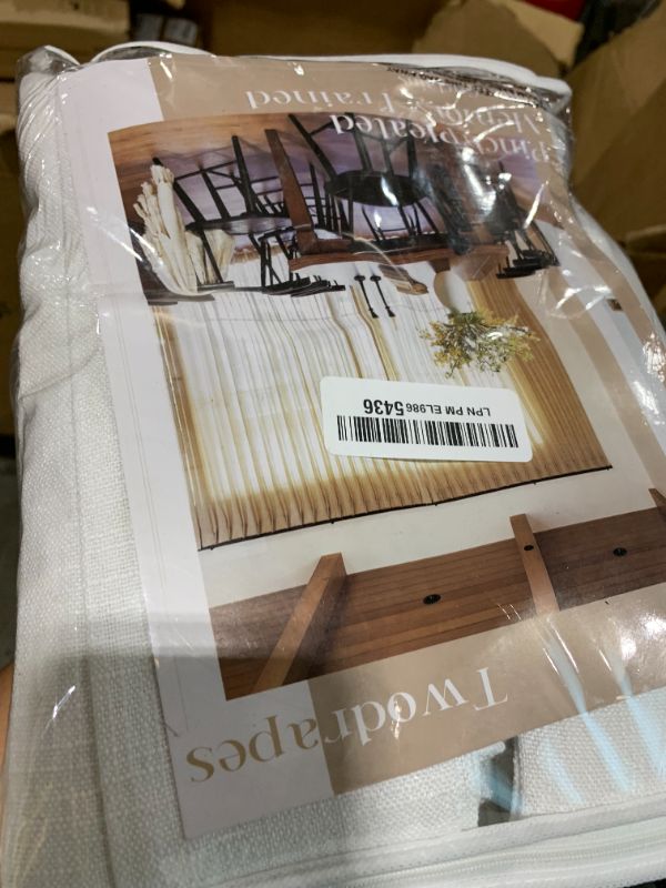 Photo 1 of White Linen Curtains 80 Inches Long for Living Room Pinch Pleat Hooks for Living Room Back Tab Thick Linen Textured Pleated Drape Light Filtering Snow White Bedroom Window Curtain 80 Inch Length