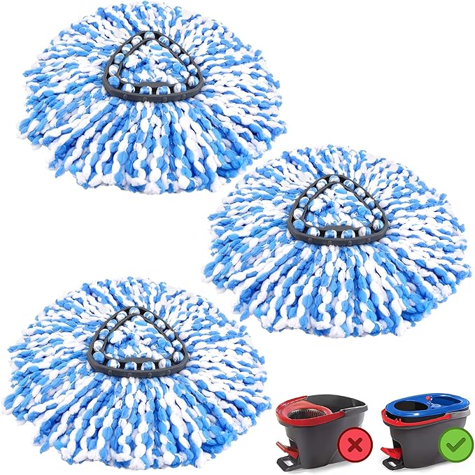 Photo 1 of 3 Pack Spin Mop Head Replacement for O-Ceda RinseClean 2-Tank Mop Replace Head, Spin Mop Replacement Head, Microfiber Mop Refill for Deep Cleaning, Reusable and Machine Washable