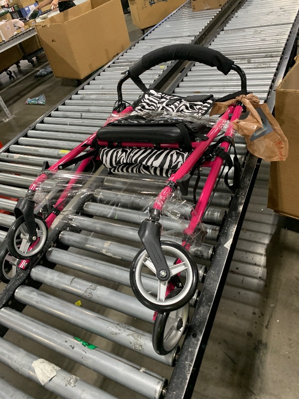 Photo 1 of Medline Posh Premium Lightweight Aluminum Rollator Walker, Pink & Zebra Print, 250 lb. Weight Capacity, 6” Wheels, Water Resistant, Foldable, Rolling Walker for Seniors