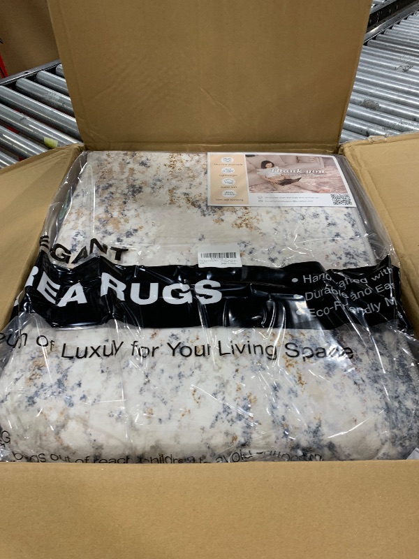 Photo 1 of Area Rug Living Room Rugs - 8x10 Abstract Large Soft Indoor Washable Rug Neutral Modern Low Pile Carpet for Bedroom Dining Room Farmhouse Home Office - Beige Blue