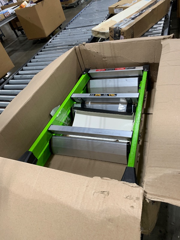 Photo 1 of Little Giant Ladders, Sure Step, 3-Step, Double-Sided Step Stool, Fiberglass, (11953), Type 1AA, 375 lbs Weight Rating, Hi-viz Green