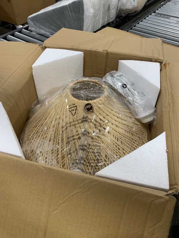 Photo 1 of Karjearl Rattan Pendant Lights, Large Wicker Chandelier Hand-Woven Boho Pendant Light Rattan Basket Hanging Light for Dining Room Kitchen Island Living Room