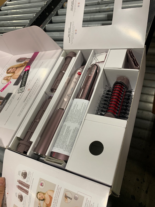 Photo 1 of Shark FlexFusion Hair Straightener & Powerful Hair Dryer with Fusion Hair Brush, Ceramic Air Styler with Auto-Wrap Hair Curlers & Concentrator, Ceramic Plates, Cosmic Blush HD641S