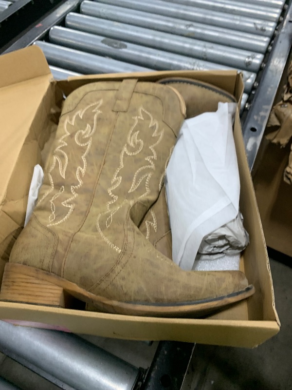 Photo 1 of IUV Cowboy Boots for Women Mid Calf Fashion Cowgirl Boots with Embroidery Western Snip Toe