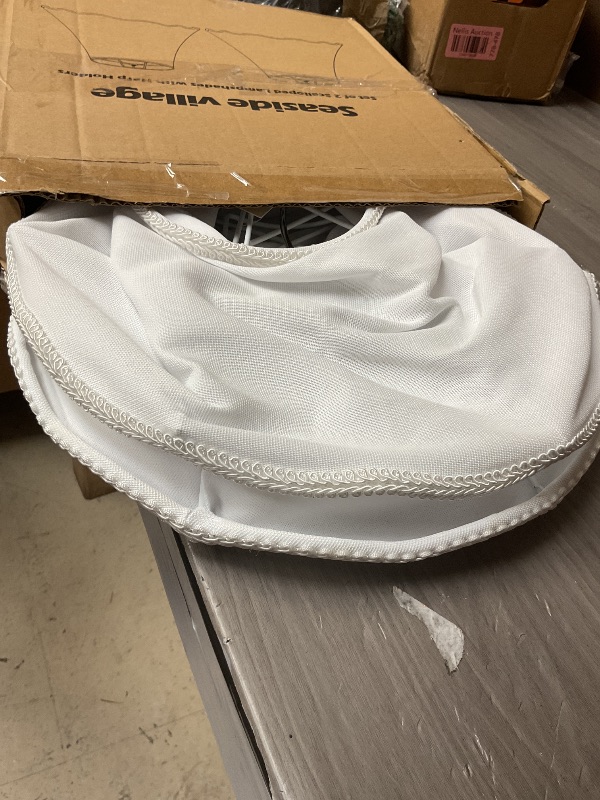 Photo 1 of Scalloped Lamp Shades Set of 2, White Lamp Shade with Petal Edge Braid, 6.1"Top x 13"Bottom x 9.6"High, Bell Lamp Shades for Table Lamps Floor Lamps, Spider, Harp Holders Included, Easy Assembly