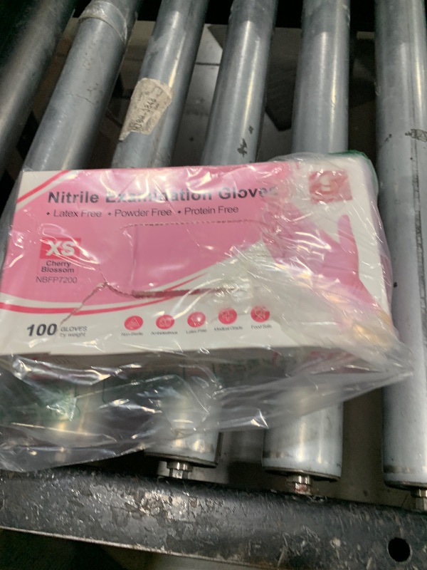 Photo 1 of Schneider Nitrile Exam Gloves, 4-mil Medical Gloves Disposable Latex Free, Powder Free, Food Safe Glove for Cooking, Cleaning, Examination, Cherry Blossom, XS, 100-ct Box