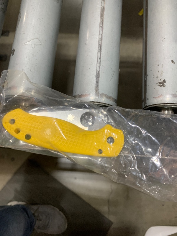Photo 1 of Spyderco Para 3 Lightweight Salt Folding Knife with CPM MagnaCut Plain Edge Blade and Yellow FRN Handle