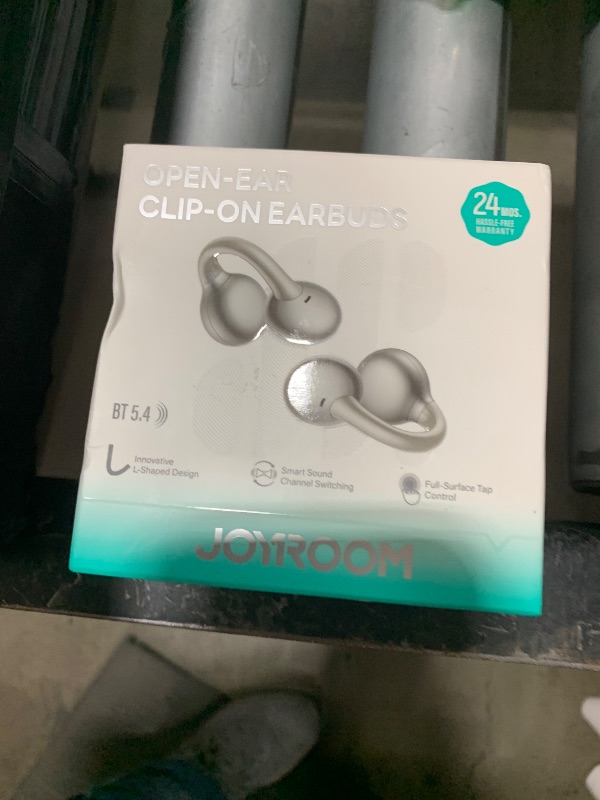 Photo 1 of JOYROOM OE3 Open Ear Earbuds, Wireless Clip On Earbuds Headphones, Auto L-R Recognition, Omni Tap Control, Immersive Sound, Ultra-Light 4.9g Fit, Comfortable for Workouts and Daily Use, (Silver White)
