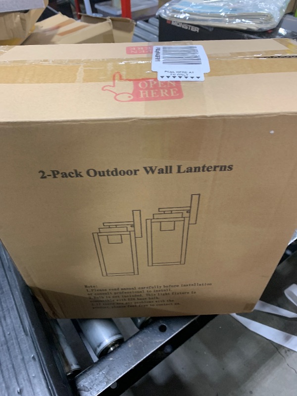 Photo 1 of Outdoor Wall Light Fixtures, Exterior Waterproof Lanterns, Porch Sconces Wall Mounted Lighting with E26 Sockets & Glass Shades, Modern Matte Black Wall Lamps for Patio Front Door Entryway, 2-Pack