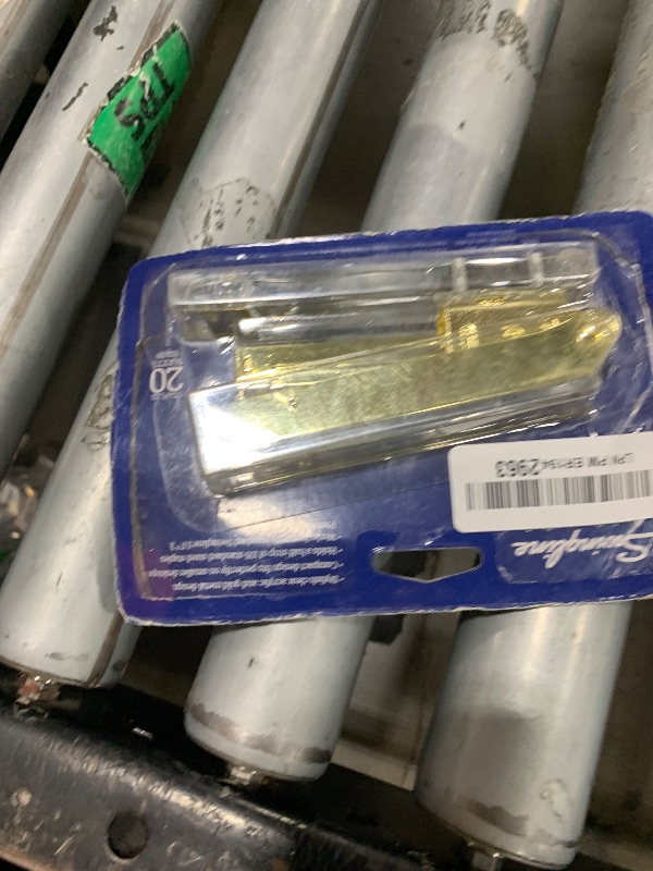 Photo 1 of Swingline Compact Clear Acrylic Gold Stapler, 20 Sheet Capacity, Half Strip, Transparent Desk Stapler (S700000A)