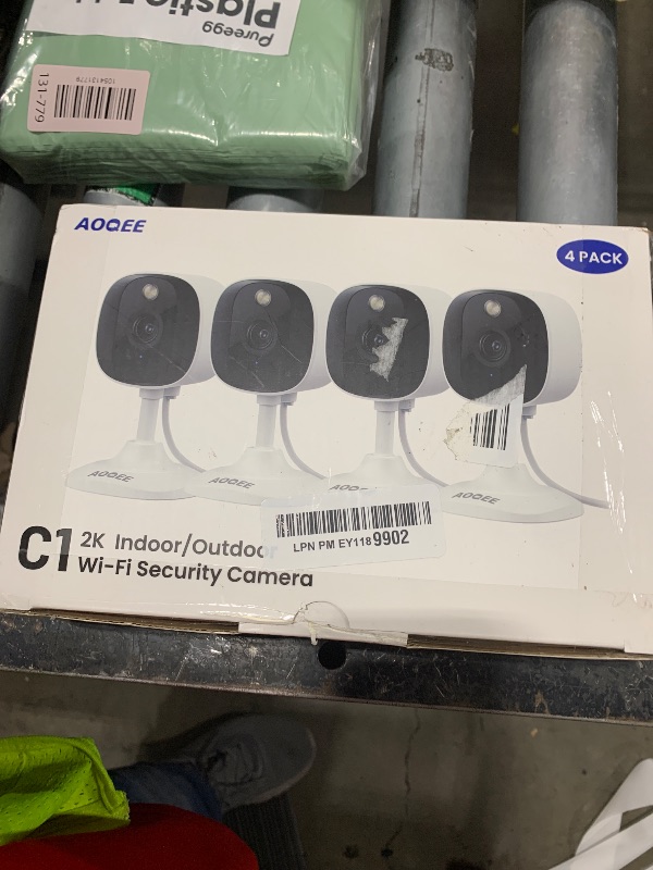 Photo 1 of AOQEE 2K Cameras for Home Security-Outdoor/Indoor Camera for Dog/Cat/Pet/Nanny/Baby, Color Night Vision, White Light, Siren, 24/7 SD Recordings, Works with Alexa/Google Home, C1 (C1-White-4pack-2.4G)