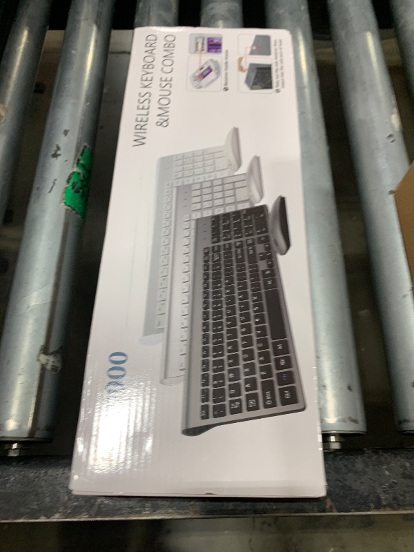 Photo 1 of Wireless Keyboard and Mouse Ultra Slim Combo, TopMate 2.4G Silent Compact USB 2400DPI Mouse and Scissor Switch Keyboard Set with Cover, 2 AA and 2 AAA Batteries, for PC/Laptop/Windows/Mac - White
