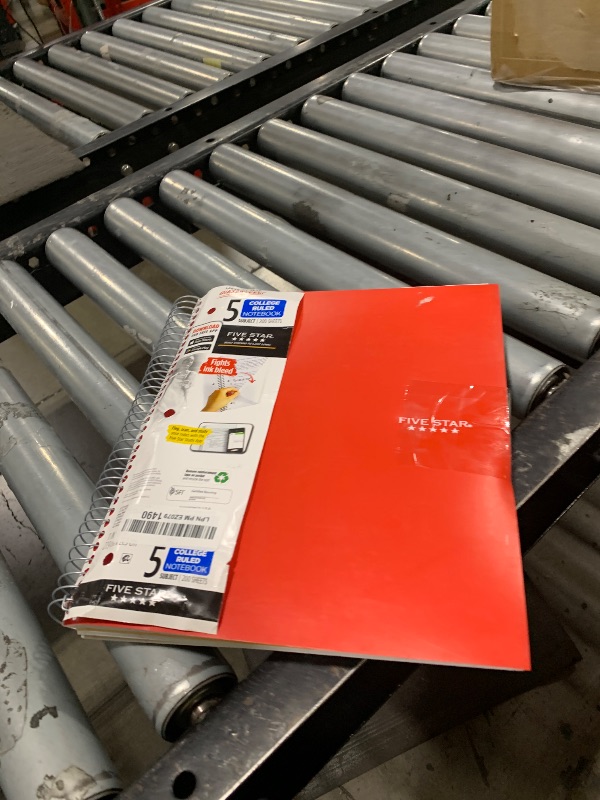 Photo 1 of Five Star Spiral Notebook + Study App, 5 Subject, College Ruled Paper, 8-1/2" x 11", 200 Sheets, Fights Ink Bleed, Water Resistant Cover, Fire Red (72077)