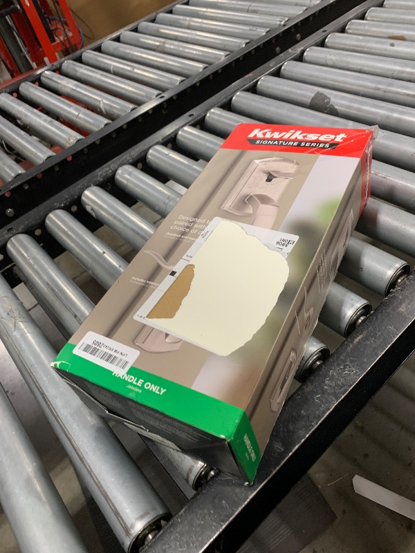 Photo 1 of Kwikset Prescott Front Door Handle No Lock, Entry Handleset Exterior with Interior Reversible Handed Lever, Non-Locking, Satin Nickel, Deadbolt Not Included, with Microban Protection