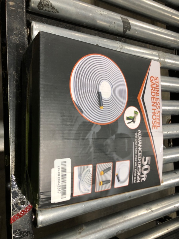 Photo 1 of Garden Hose 50 ft, Stainless Steel Water Hose with 10 Function Nozzle Flexible, Heavy Duty, Lightweight, No-Kink, Pet Proof, Puncture Proof Hose Metal for Yard, Outdoor