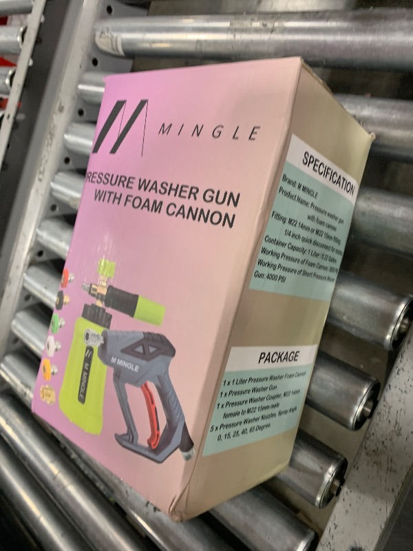 Photo 1 of M MINGLE High Pressure Washer Gun Snow Foam Lance, 4000 PSI Cannon Foam Blaster Power Washer with 1/4" Quick Connector, Car Wash Foam Cannon Kit with 5 Pressure Washer Nozzle Tips, 1 Liter