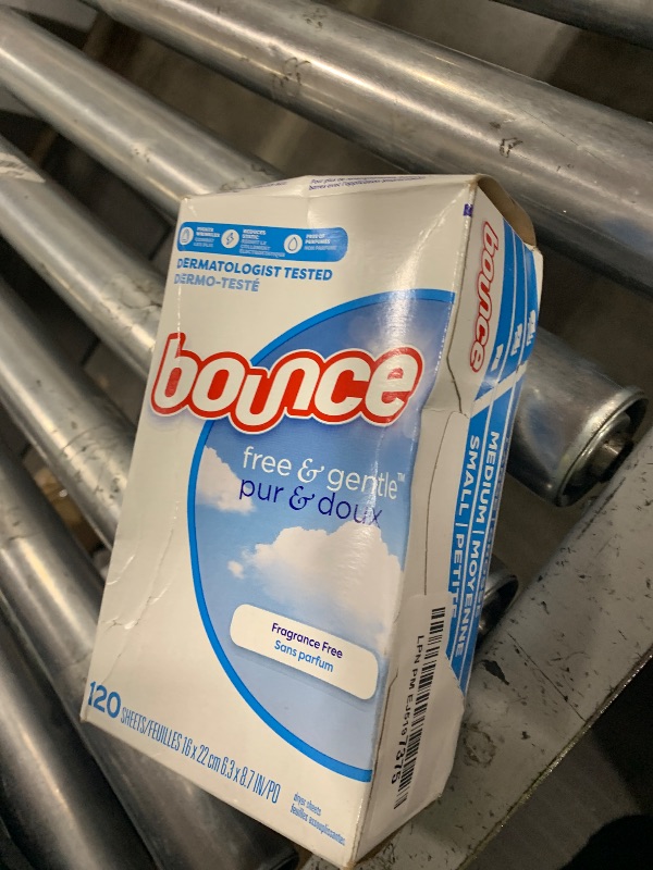 Photo 1 of Bounce Fabric Softener Dryer Sheets, Free & Gentle, 120 Count