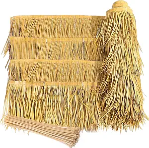Photo 1 of Mexican Tiki Straw Roof Thatch Synthetic Duck Blind Grass 19.7x4.4 ft Bar Decor Artificial Palm Hut Grass Duck Boat Palapa Straw for Garden Patio Fence Party Umbrella Covers