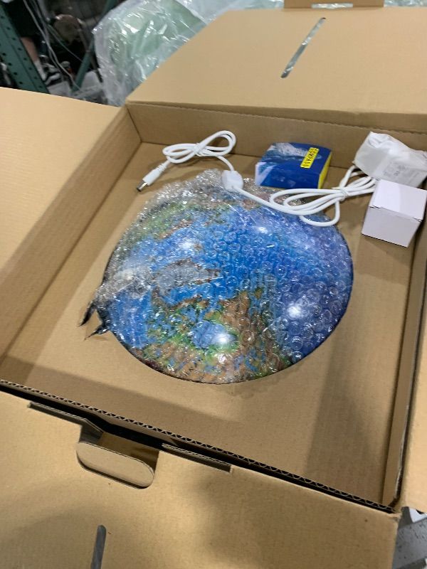 Photo 1 of Interactive World Globe for Adults - Large 13 Inch Globe with Stand - Earth Globe with Illuminated Constellations Light Up at Night - Geographic Map for Kids - Educational Learning Gift - Compass to navigate it!