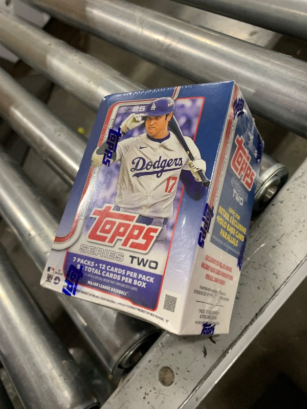 Photo 1 of 2025 Topps Series 2 Baseball Trading Card Blaster Box (Look for Retail Exclusive Holo Base Card Parallels)