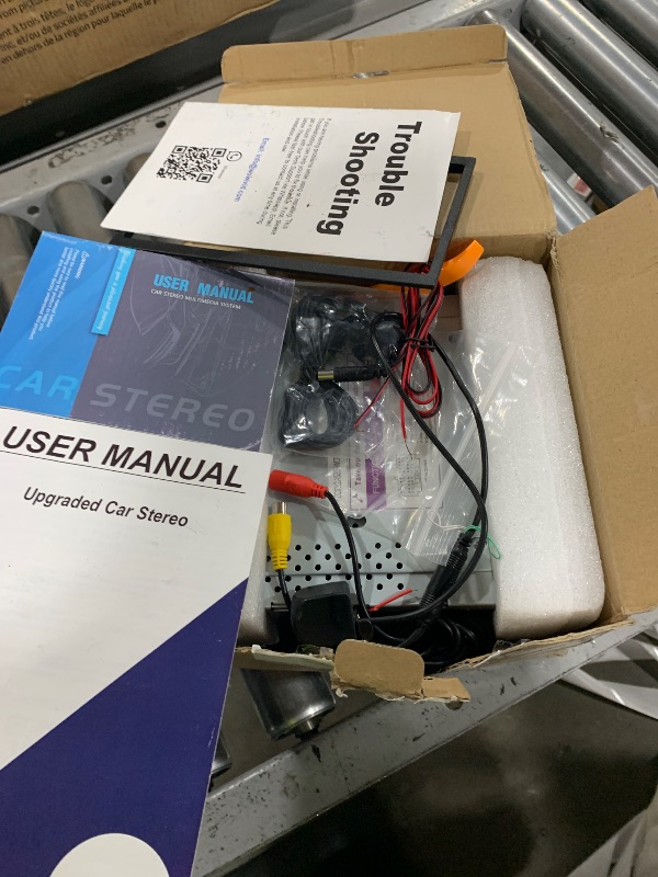 Photo 1 of Double Din car Stereo with CD/DVD Player- CarPlay & Android Auto, Car Audio with Bluetooth, 7 Inch HD Touchscreen, Rear Camera, USB/TF/AUX, AM/FM, Subwoofer Radio Receiver