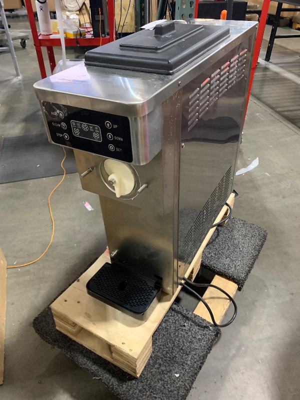 Photo 1 of Commercial Ice Cream Maker Machine 1200W Single Flavor Soft Serve Ice Cream Machine 3.2 to 4.2 Gal/H 110V Ice Cream Machine with Pre-Cooling, Auto Clean, 6L Hopper for Restaurant Snack Bar