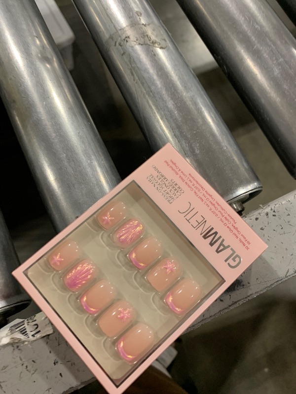 Photo 1 of Glamnetic Press On Nails - Blush Dunes | Short Squoval Fake Nails with Pink French Tips and 3D Accents, Salon Quality Summer Nails | 15 Sizes - 30 Nail Kit with Glue