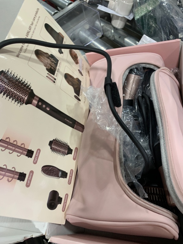 Photo 1 of 5 in 1 Ionic Hot Air Styler, 1400W Powerful Hair Dryer Brush, Auto-Wrap Curlers, Paddle Brush for Fast Drying, Curling, Straightening, Volumizing with Travel & Storage Bag
