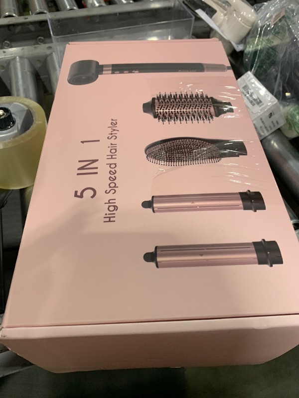 Photo 1 of 5 in 1 Ionic Hot Air Styler, 1400W Powerful Hair Dryer Brush, Auto-Wrap Curlers, Paddle Brush for Fast Drying, Curling, Straightening, Volumizing with Travel & Storage Bag
