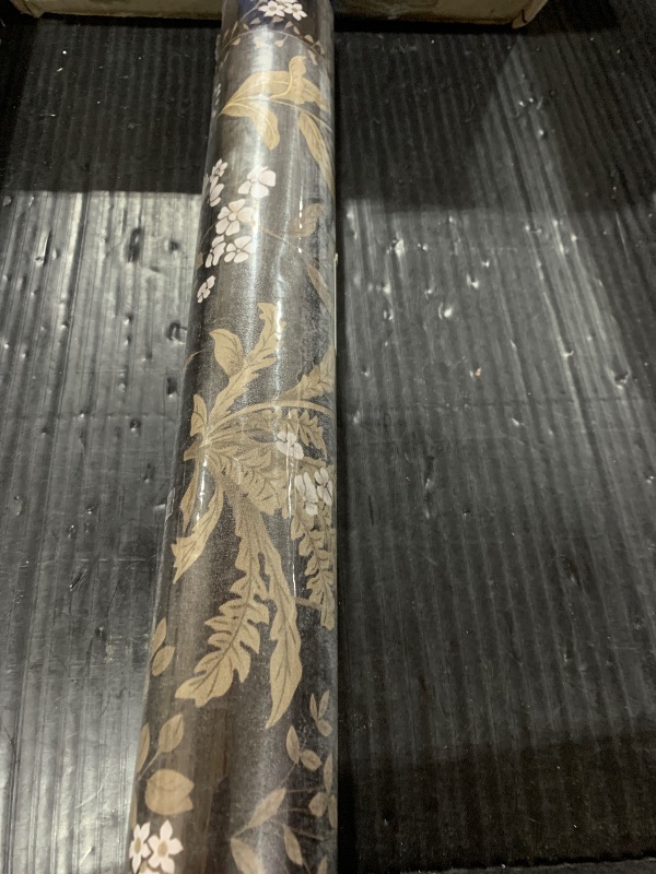 Photo 1 of Aekenr Floral Peel and Stick Wallpaper, 17.3"×393", Black and Gold Vintage Boho Wall Paper, Self Adhesive Removable Contact Paper, Bathroom Wallpaper