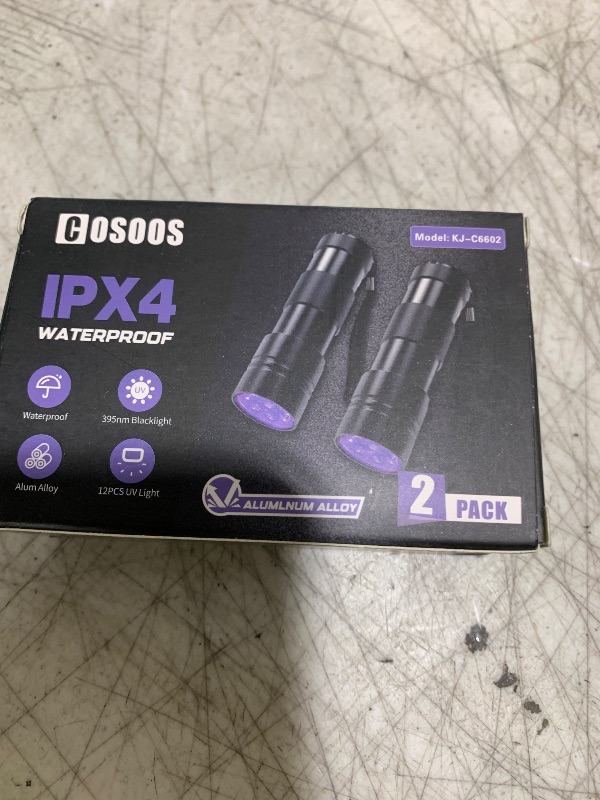 Photo 1 of COSOOS 2 Pack UV Flashlight, 12 LED Handheld Blacklight Flashlight 395nm Mini Light Torch Detector for Dog Pet Urine Stains, Bed Bugs and Scorpions. (Batteries not Included)