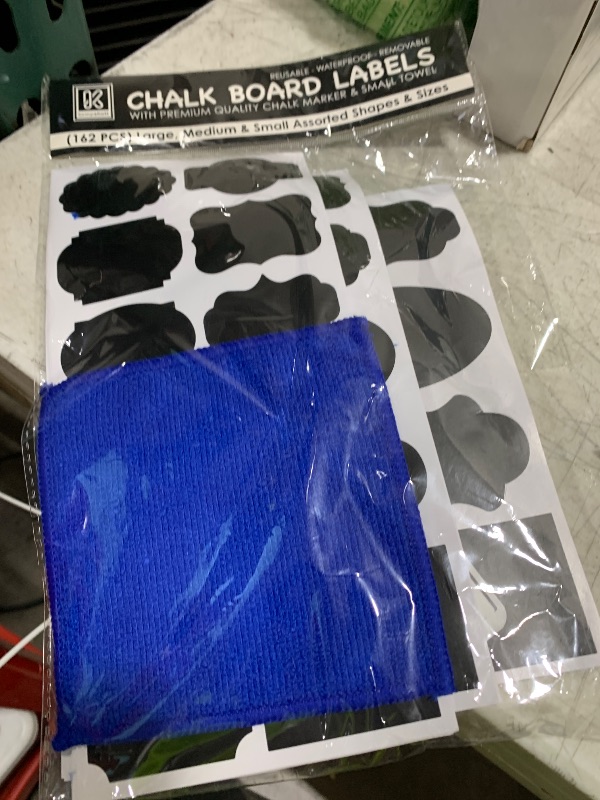 Photo 1 of Chalkboard Labels for Jars 162pcs - Waterproof Reusable Chalk Sticker Labels for Containers Storage Jars - 12 Unique Shapes & 3 Sizes Includes Erasable Liquid Chalk Marker & Mini Towel (Pack of 162)