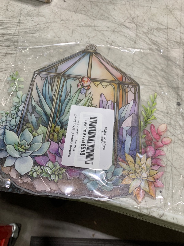 Photo 1 of Colorful Acrylic Suncatcher, Plant Hanging Window Decor with Printed Stained Glass Style Design Sun Catcher, Rainbow Maker Wall Art, Gift Idea & Garden Ornament Indoor Outdoor Use 7.8 x 7.8 inch