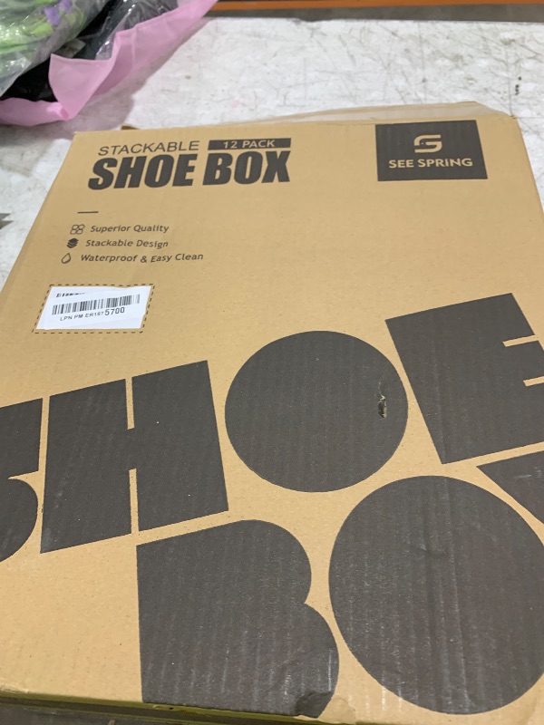 Photo 1 of SEE SPRING 12 Pack Shoe Storage Box, Clear Plastic Stackable Shoe Organizer for Closet, Space Saving Foldable Shoe Rack Sneaker Container Bin Holder