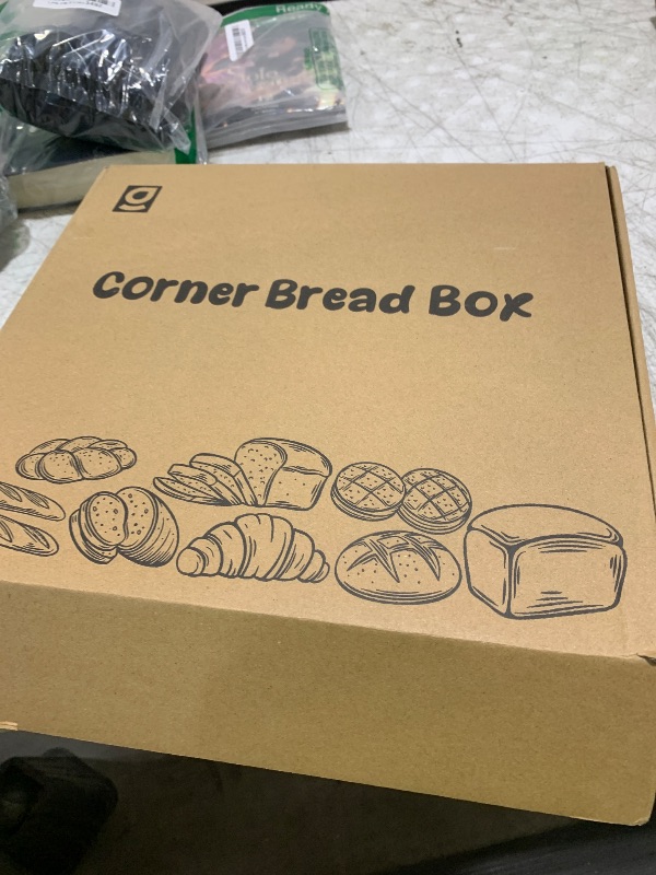 Photo 1 of Goozii Corner Bread Box for Kitchen Countertop, Black Bread Storage Container for Homemade Bread, Two Layer Breadbox under Cabinet Mount, Large Bread Holder for Kitchen Counter, Panry Shelf