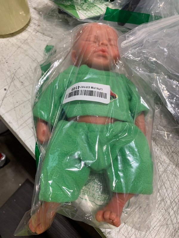 Photo 1 of 7"" Miniature Reborn Baby Dolls Silicone Full Body Baby Soft Skin Mini Realistic Newborn Baby Dolls Real Life Tiny Baby Doll with Feeding Accessories?Green?