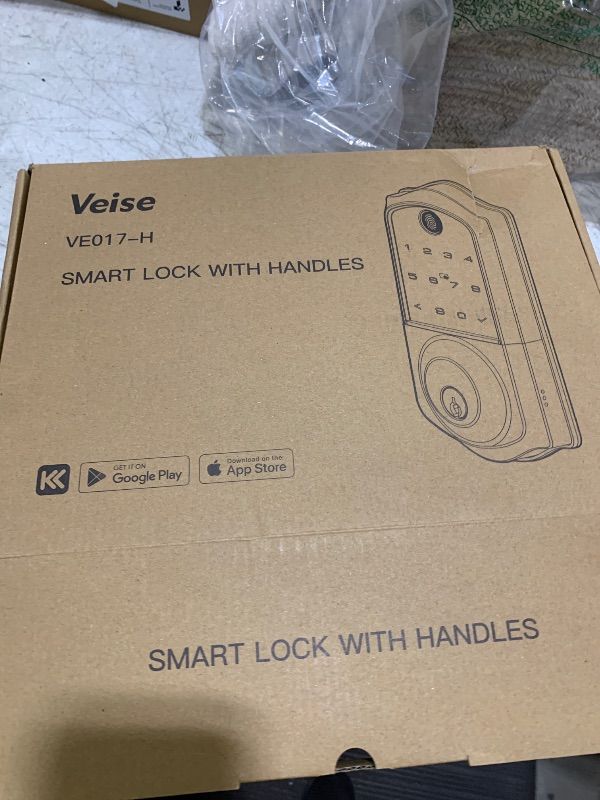Photo 1 of Veise VE017-H Fingerprint Smart Front Door Lock Set, App Control, Keyless Entry Deadbolt with Handle, Smart Deadbolt, Emergency Power Port, Touchscreen Keypad, Auto Lock, Easy Install, Matte Black
