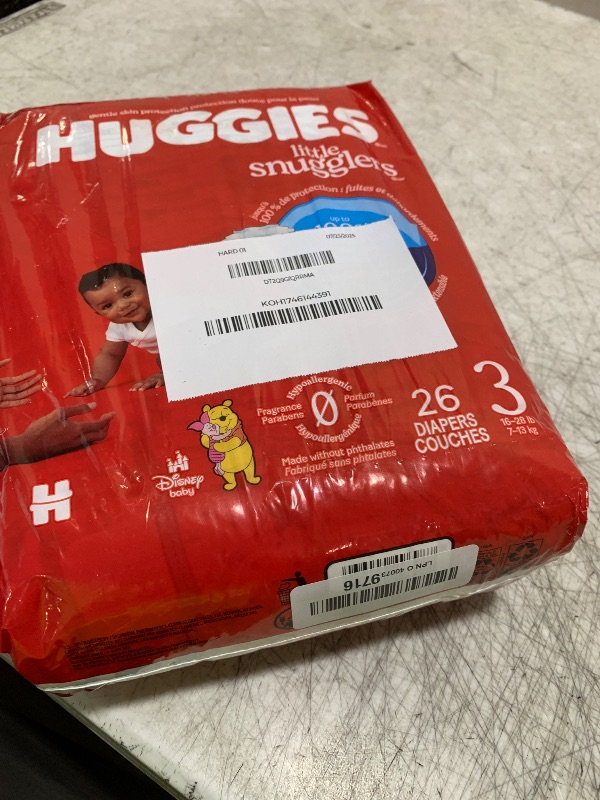 Photo 1 of Huggies Size 3 Diapers, Little Snugglers Baby Diapers, Size 3 (16-28 lbs), 26 Count, Packaging May Vary