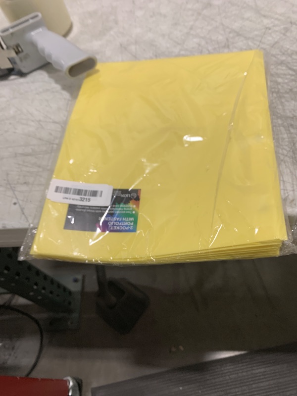Photo 1 of Lion 2-Pocket Plastic Folder with Fasteners, 4 Pack, Yellow (92310-YW-4P)