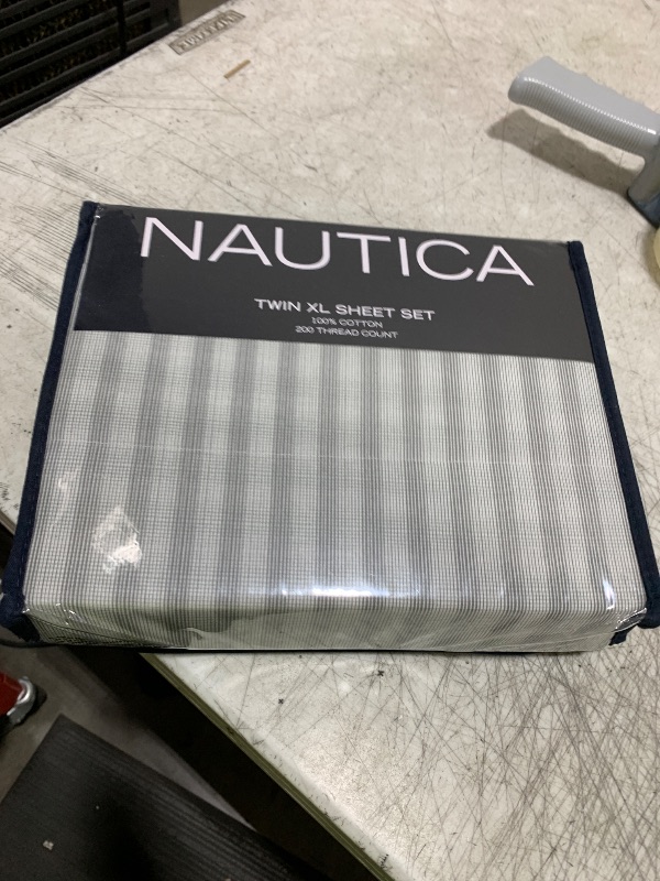 Photo 1 of Nautica - Twin XL Sheets, Cotton Percale Bedding Set, Fully Elasticized, Ideal Dorm Essentials (Michael Plaid Grey, Twin XL)
