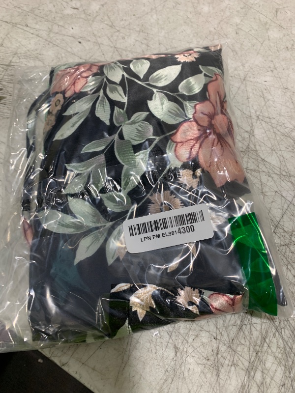 Photo 1 of Feslieacc Women's Long Satin Plus Size Floral Kimono Robes, Full Length Sleepwear Loungewear, Black, 2XL/3XL