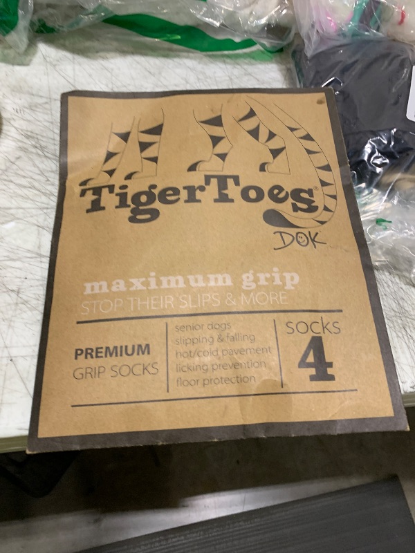 Photo 1 of DOK TigerToes Premium Non-Slip Dog Socks for Hardwood Floors - Extra-Thick Grip That Works Even When Twisted - Prevents Licking, Slipping, and Great for Dog Paw Protection - Size Large