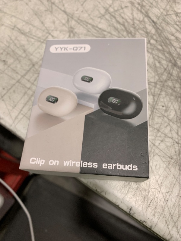 Photo 1 of Clip On Earbuds Bluetooth 5.3 Wireless Earbuds Open Ear Bone Conduction Headphones Sport Earphones with LED Digital Display Charging Case Built-in Mic IPX7 Waterproof for Running Fitness Elegant Grey