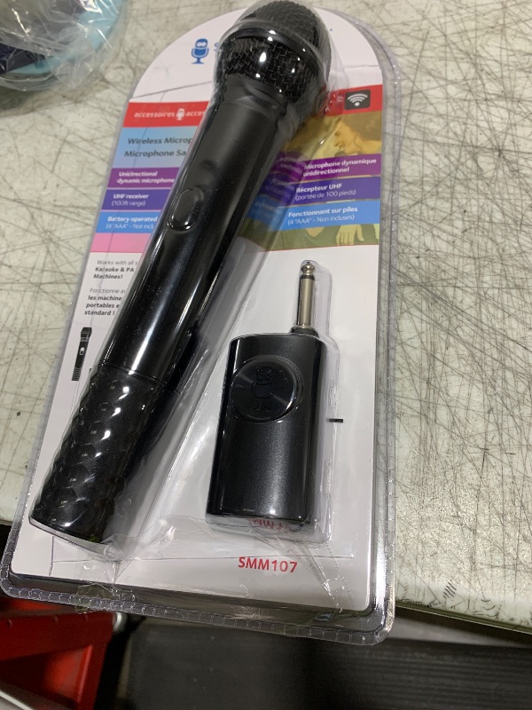 Photo 1 of Singing Machine Portable Wireless Microphone (Black) - Premium Unidirectional UHF Wireless Mic for Singing, Speeches & Events - Cordless Mic Compatible with Karaoke Machines, PA Systems & More