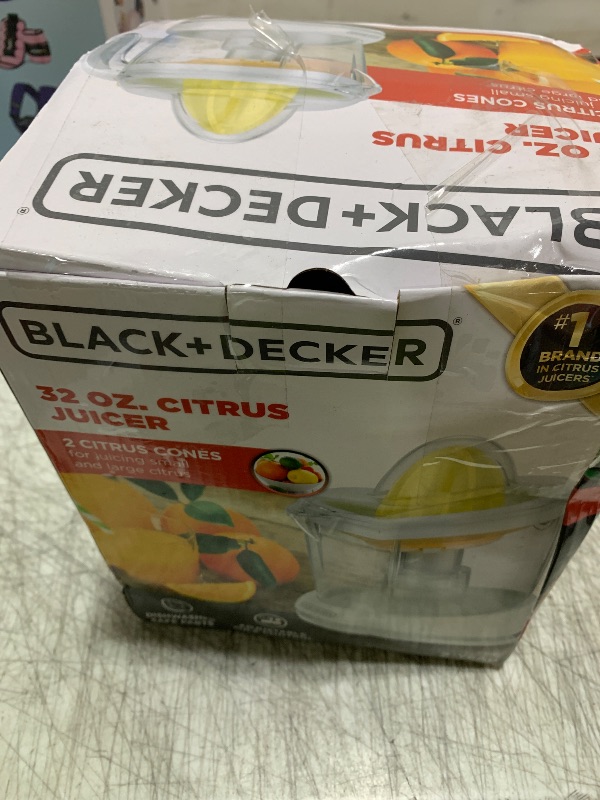 Photo 1 of BLACK+DECKER 32oz Electric Citrus Juicer, CJ625, Pressure Activated, Adjustable Pulp Control, Dishwasher-Safe
